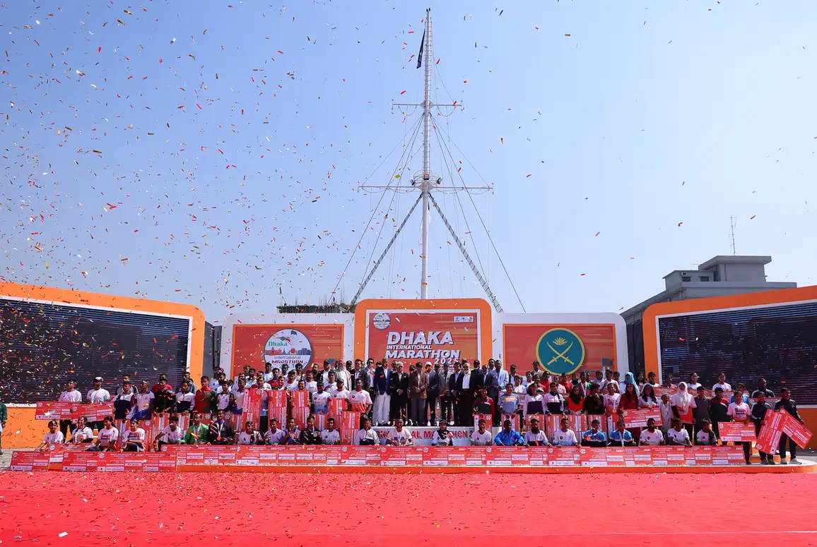 Dhaka International Marathon participants on stage